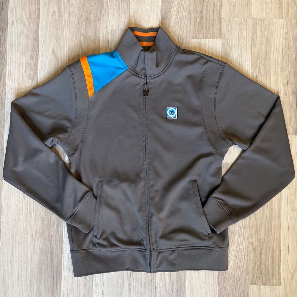 Volcom V-Line Wade Track Jacket Mens Gray Blue Orange Colorblock A143902 Size M